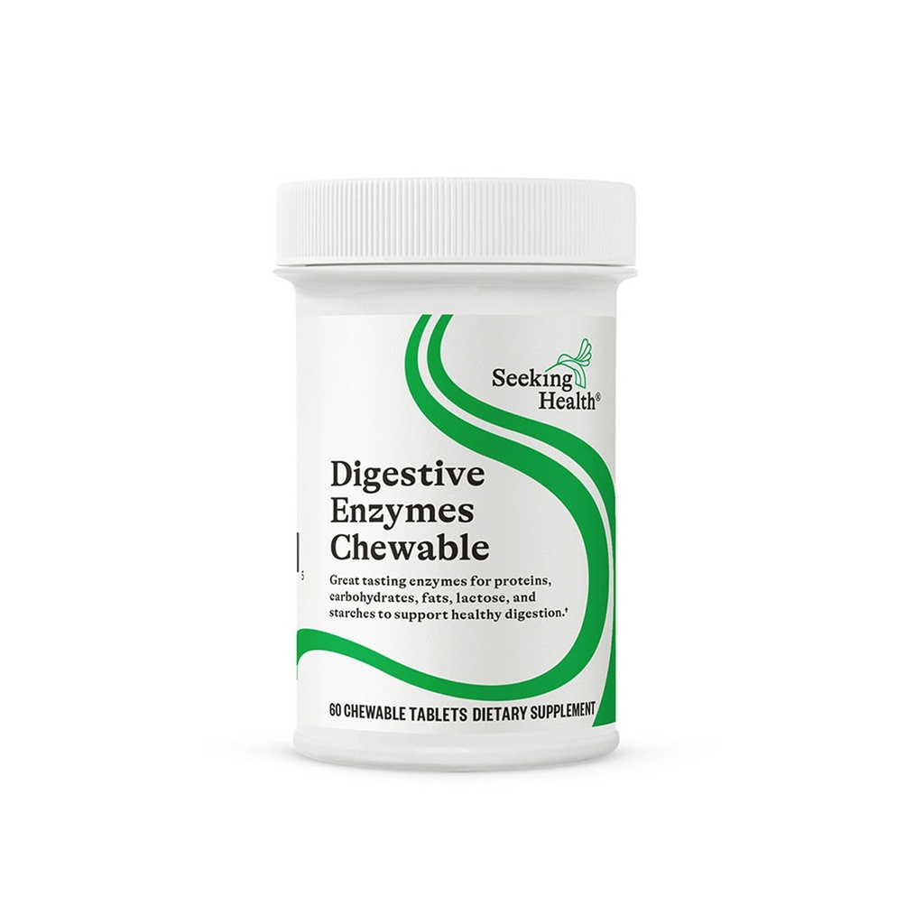 Cautare de sanatate Enzime digestive Chewable, Vegan si Vegetarian Enzymatic Supliment pentru a sprijini Digestie sanatoasa si Digestive Confort cu Amylase, Proteaza, si Lipase (60 comprimate)