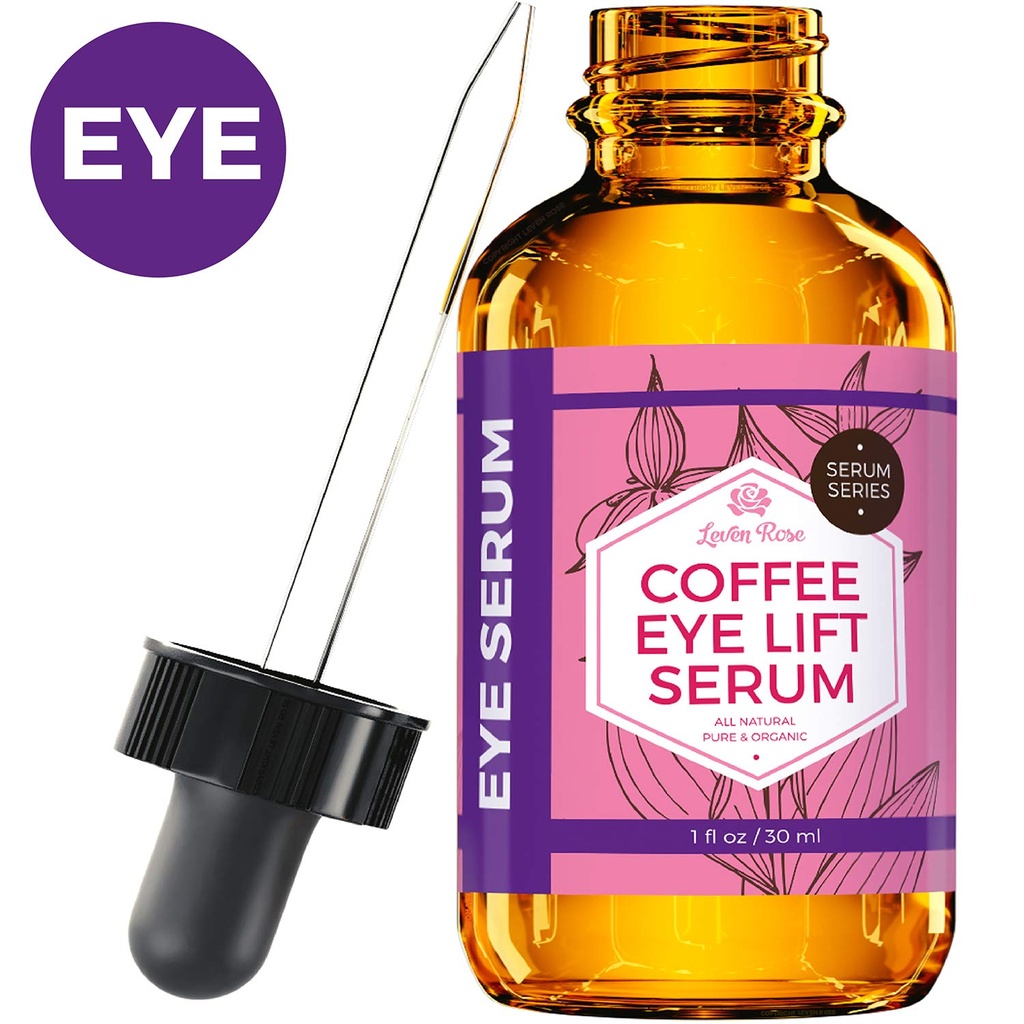 Leven Rose cafea ulei Cafeina Ser pentru ochi 1 oz - Anti-îmbătrânire organic sub ochi Ser pentru pungi de puf sub ochi
