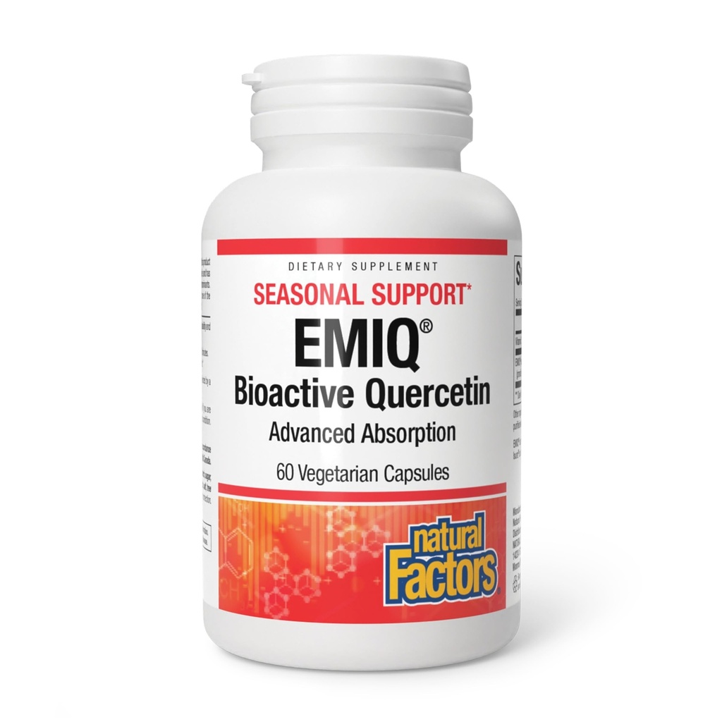 Factori naturali Bioactive Querbetin EMIQ - Imunity Supplement with Vitamin C - Querbetin for Upper Respiratory & Heart Health - 60 Vegetarian Capsules (60 Servings)