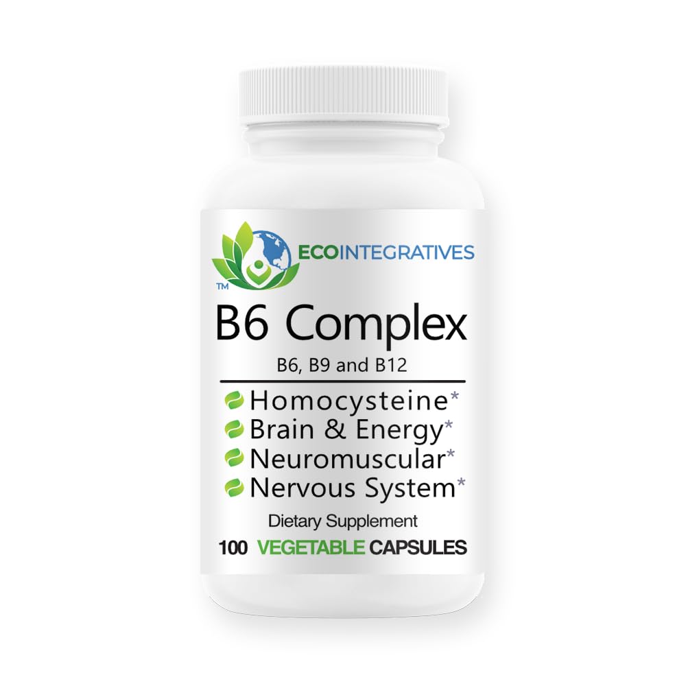 B6 Complexul Vegan Vitamina B6, B9 Folat, B12 Metilcobalamină susține cardiovasculare, Neuromusculare, Sistem nervos, Homocisteină, Energie, Celula de sânge și sănătatea osoasă 100 Capace