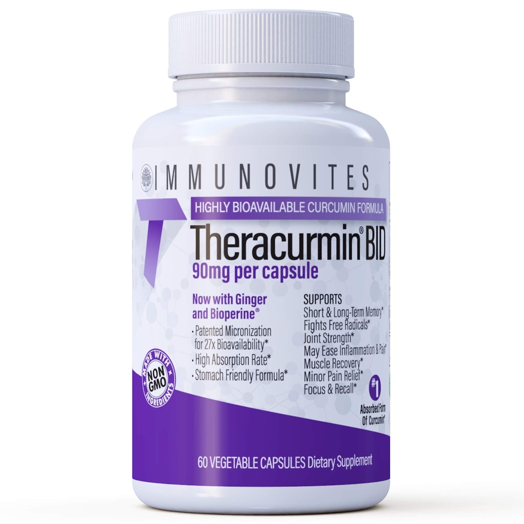 IMUNOVITES Theracurmin BID 300mg (Nano Curcumin 90mg per Cap.) [[600mg per Serving] - Acum w/Ginger & Bioperine (60ct Sticla)