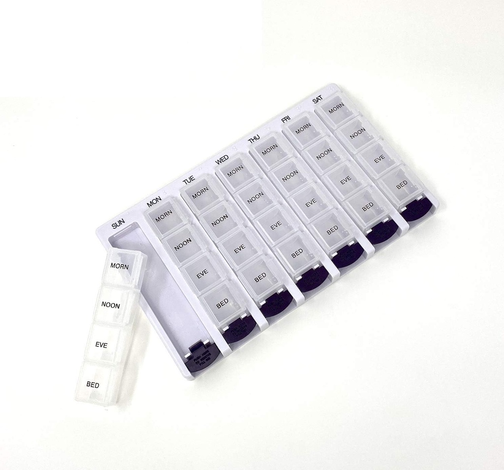 Săptămânal AM/PM Pill Box Rețetă portabilă de călătorie & medicamente Pilula Organizator de caz P&P MEDICAL SURGICAL (7-Ziua / 4 Timpi-A-Ziua) cu Compartimente detașabile și umiditate-Proof Design