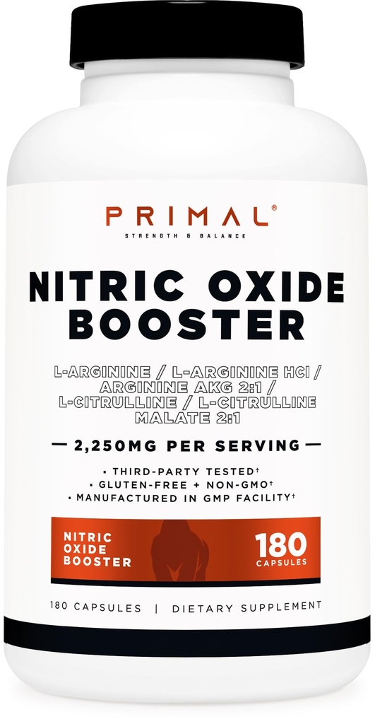 Booster de oxid de azot primar (2,250 mg per servire) (180 capsule) - 60 Servings