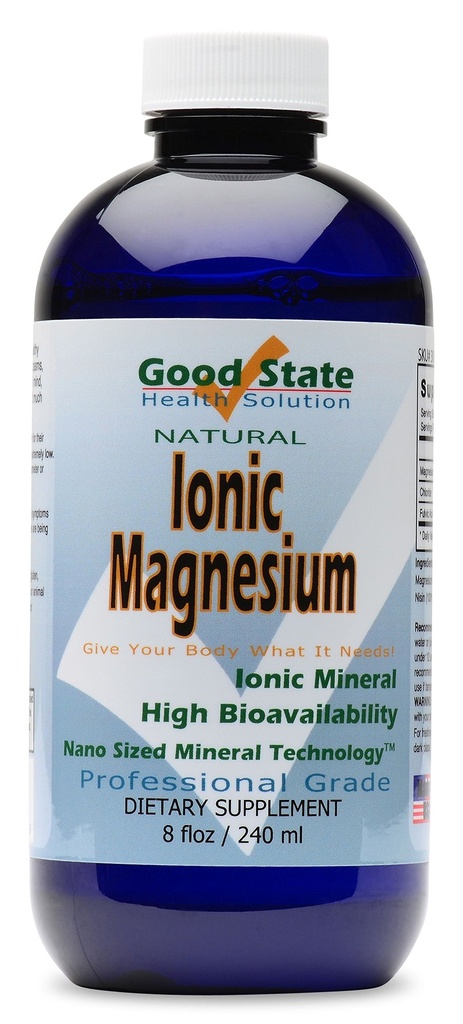 Bun de stat Ionic Magneziu 8 oz - Natural - Nano Sized Mineral Technology - Grad profesional - Suportă reacții chimice și enzimatice sănătoase - 96 Servings (8.1 fl oz)