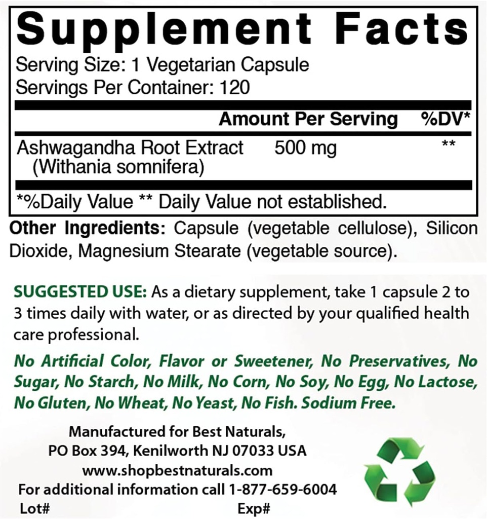 Cele mai bune naturale Ashwagandha extract 500 Mg & zinc Gluconat 50mg