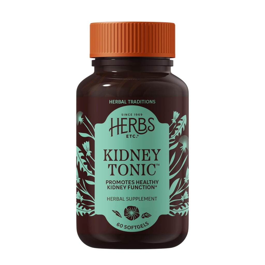 Herbs, Etc. Rinichi Tonic Softgels - Supliment funcţional - Natural cu Dandelion, Saw Palmetto & Pătrunjel - 60 Softgels (60 Servings)