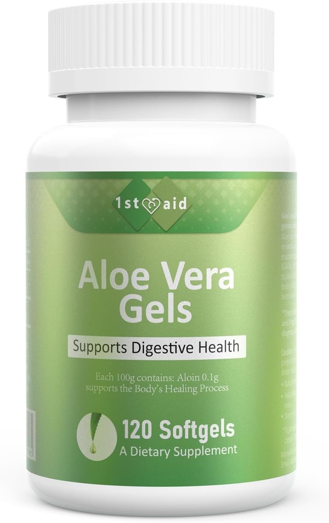 Aloe-Vera Gel-Softgel Small-Supplement Nutritional-Capsule - 120Count Gut Health Support Digestive Confort gastric Acid Buffer Supliment natural