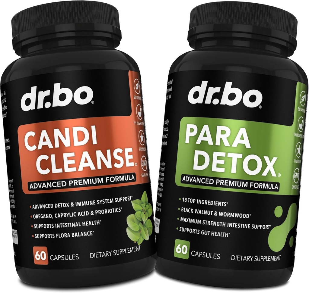 Candi Cleanse & Intestine Detox Supplement Pastile - Extra Putere Probiotic Cleanser cu suport intestinal Flora Gut - Natural Oral Herbal Oregano, Acid Caprylic, Wormwood & Black Walnut