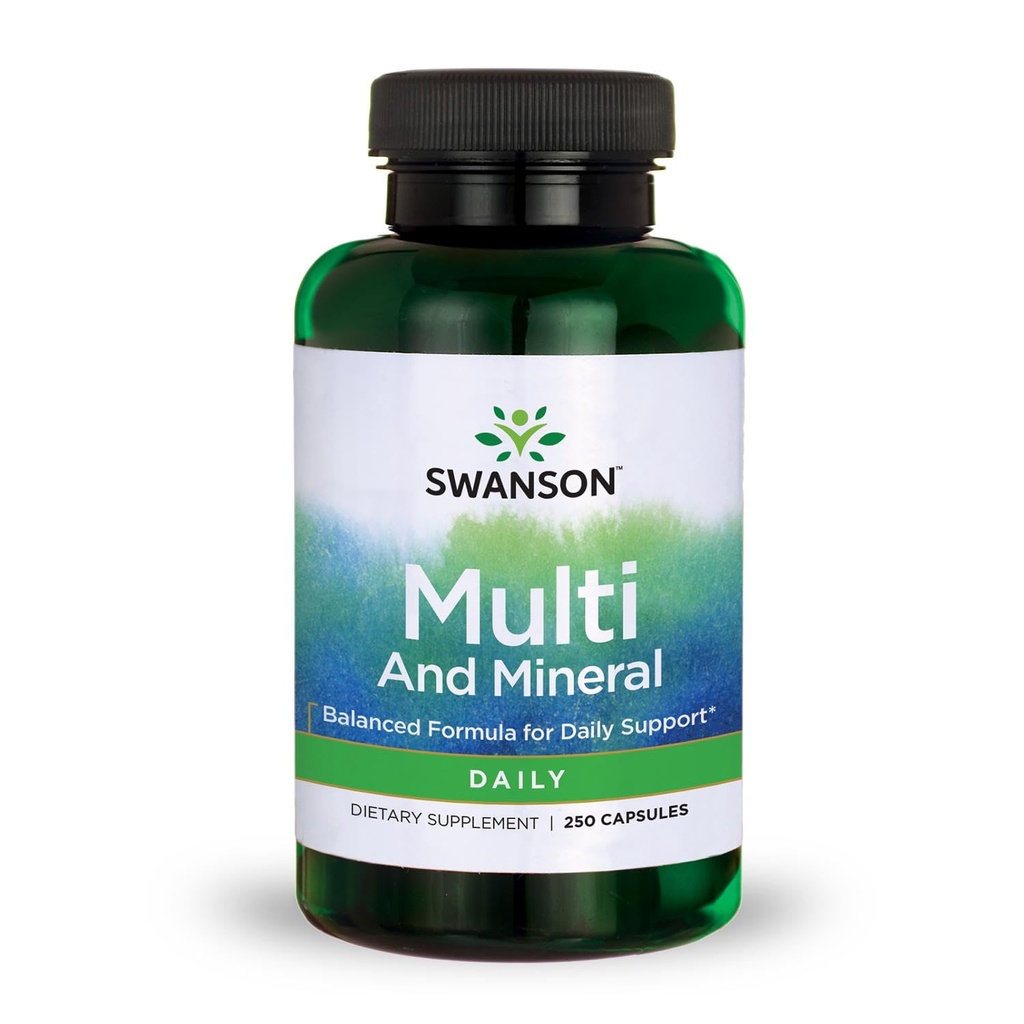 Swanson Multi și Mineral Daily Men Multivitamine Multimineral Health Supliment 250 Capsule (Caps)