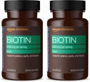 Elemente Vegan Biotin 5000 mcg - păr, piele, unghii, 130 capsule (4 lună de aprovizionare) (Pachet mai Vary) (Pachet de 2)