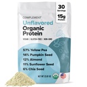 Complement Organic Unflavored Pudra de proteine Vegane (30 Servings) Carb scăzut, Calorie scăzut, Zahăr gratuit, Soy gratuit, non-GMO, Gluten gratuit, Nelapte-Aluat de mazăre galbenă, Seminte de dovleac- 15g de plante pe bază de proteine pulbere