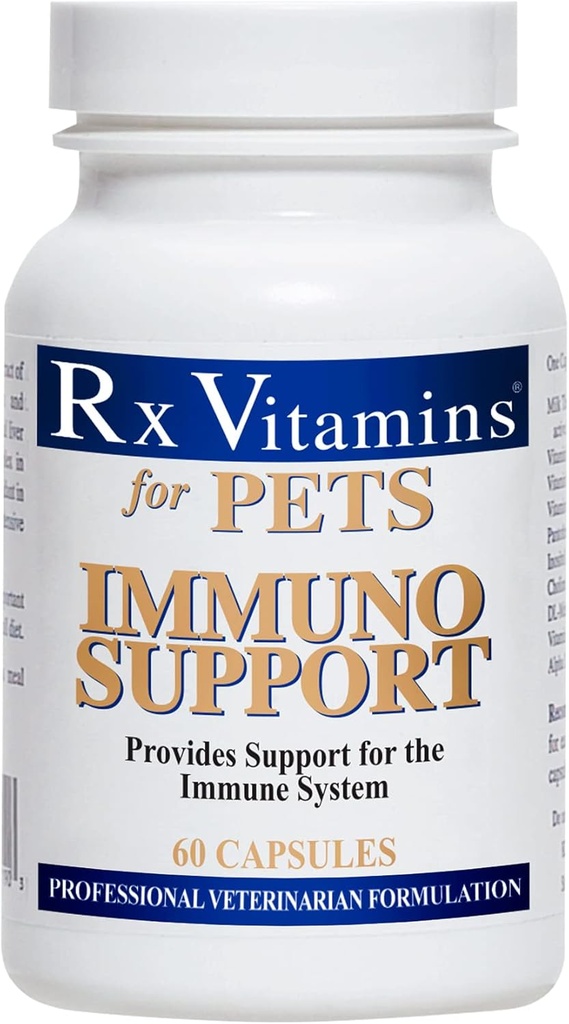 Rx Vitamine pentru animale de companie Suport Imuno pentru câini și pisici - Suport pentru sistemul imunitar - Ajutor pentru funcția cerebrală Oase musculare Stres și îmbătrânire - 60 capsule
