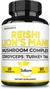 Satoomi Reishi Supplement Complex 5000Mg - 10in1 Combined with Lions Mane, Cordyceps Sinensis, Chaga Mushroom & Others - 90 Capsules for 3 Months