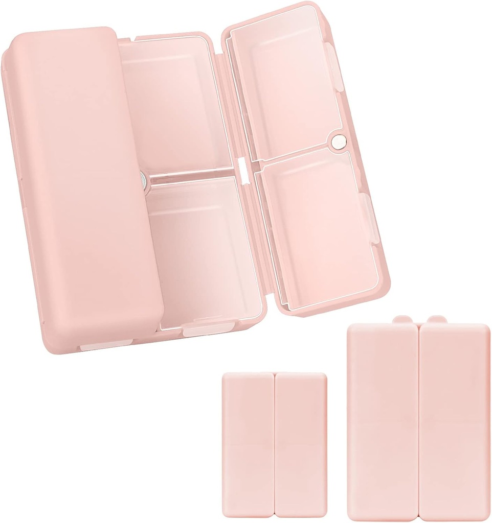 FYY 2 PC-uri Daily Pill Organizator, 7 Compartimente Portable Pilula Case Travel Pill Organizator, [Folding Design] Pilula cutie pentru Purse Pocket pentru a deține vitamine, Cod Ulei de ficat, Suplimente și medicamente-Pink
