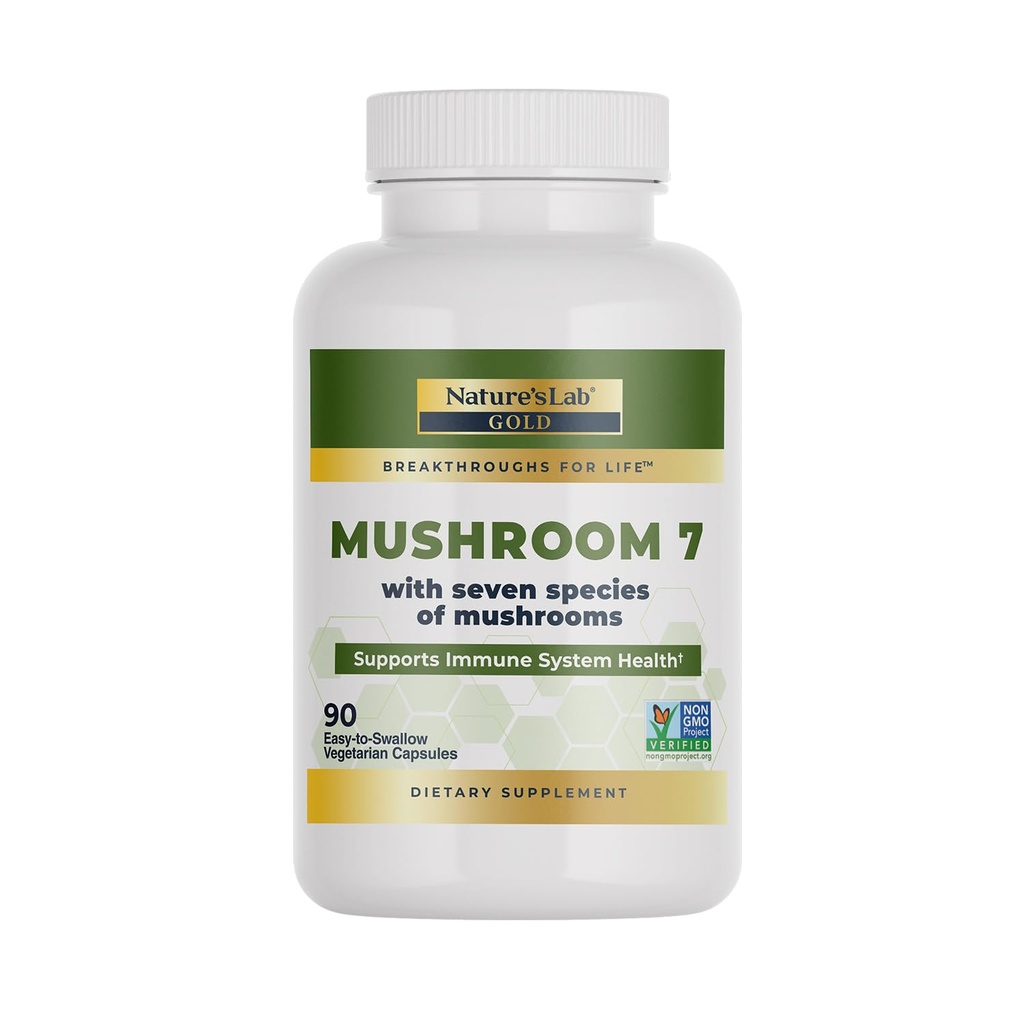 Laborator Natural Mushroom 7 Organic Blend - Beneficii Sistemul imunitar, functia celulara si rezistenta - 90 capsule (45 Servings)