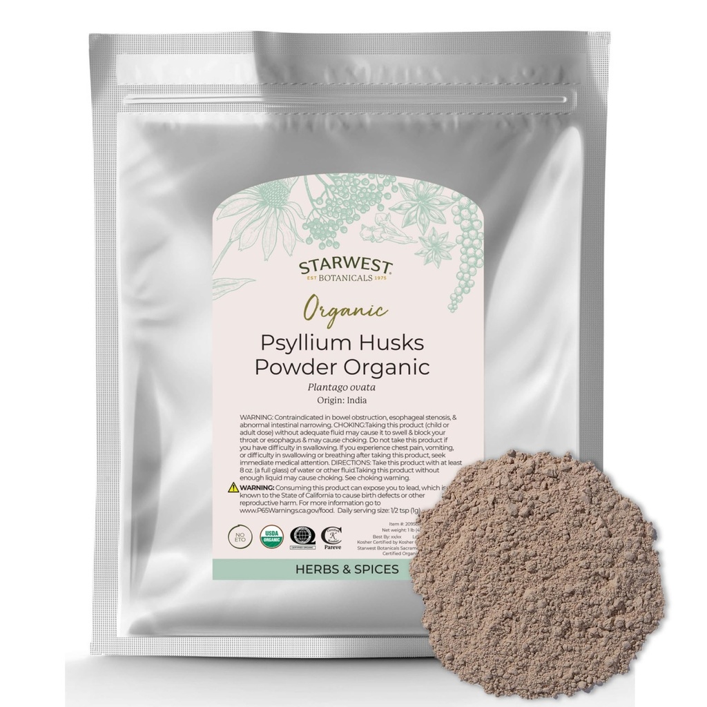 Starwest Botanics Organic Psyllium Husk Powder, 1 Lire