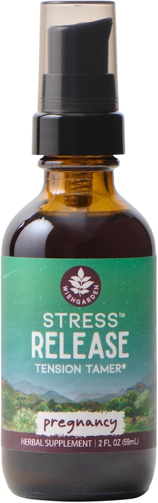 WishGarden Herbs Stress Release pentru Sarcina - Natural Herbal Stress Relief Supplement with Lemon Balm & Chamomile, Asistenta adrenala pentru Sarcina si Postpartum Promoveaza relaxarea si calmul, 2 oz
