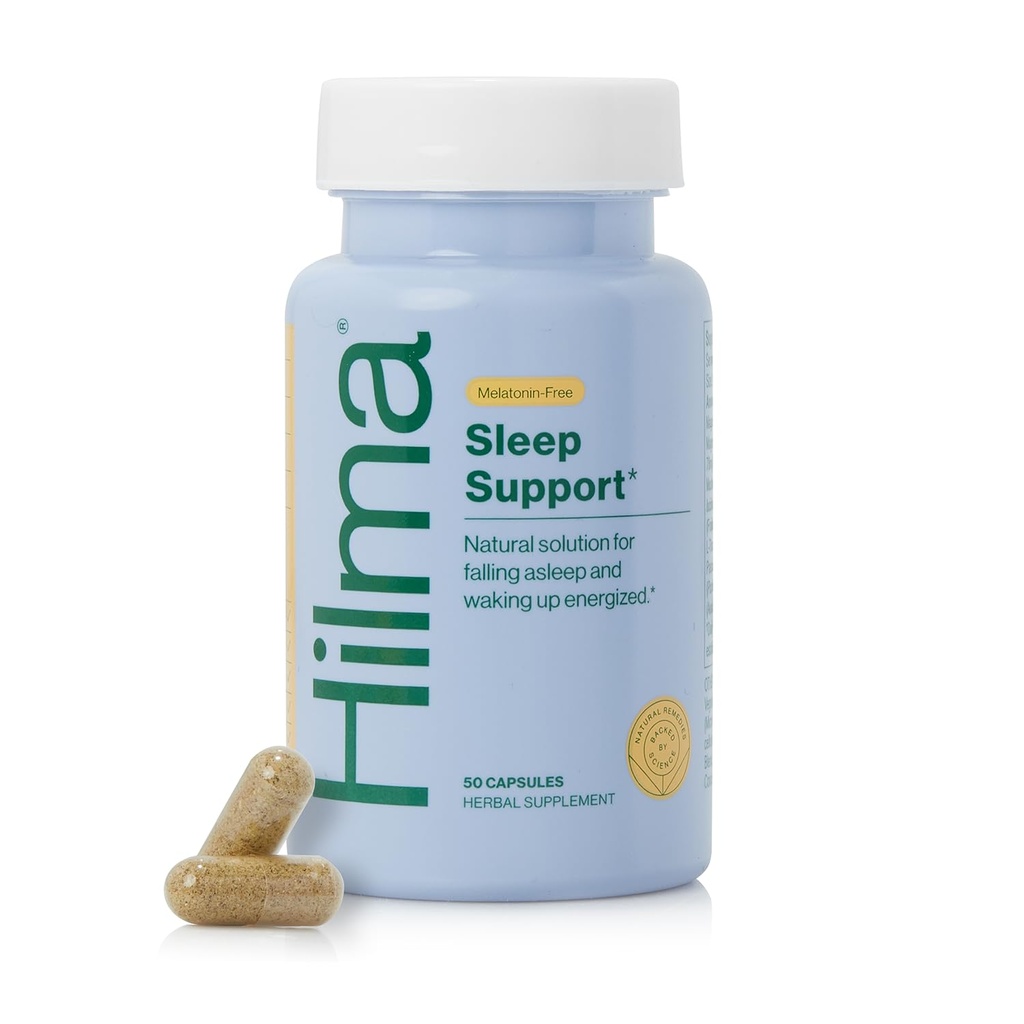 Hilma Sleep Aid Formulat cu magneziu & L-Teanină, Ajutoare de somn naturale pentru adulți pentru a vă ajuta să se încadrează în somn și să rămână Melatonina-Free, non-Drowsy Formula următoare zi, 50 capsule Vegan