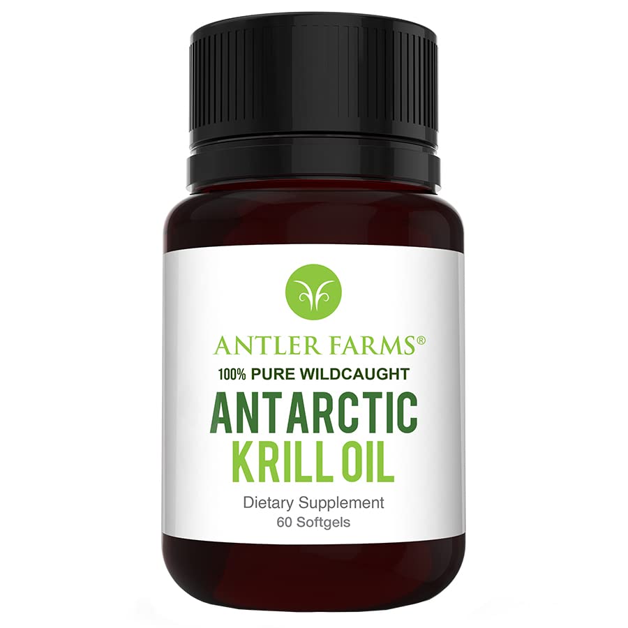 Antler Farms - 100% Pure Wild Caught Antarctica ulei Krill din apă rece, Pristine, 60 Softgels 