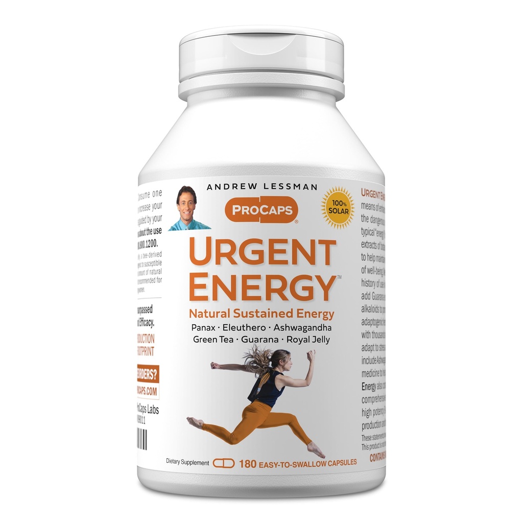 ANDREW LESSMAN Energie de urgenţă 180 capsule - Oferă un mijloc sigur, sănătos de a îmbunătăţi nivelurile de energie şi sentimente de bine-fie, ceai verde, Guarana, Ginseng, Royal Jelly, Ashwagandha, B-complex