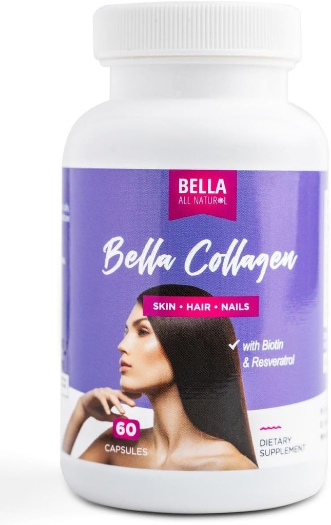 Bella All Natural Colagen Colageno, Păr, Piele și unghii, 60 de capace