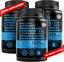 12-in-1 Nootropic Creier Supliment Anhidru: Ginkgo Biloba pentru Brain Support, Memorie și Focus - B12, Alpha GPC, L Theanine și Suplimente Choline cu Bioperine Non Cafeinated 1321mg (180ct)