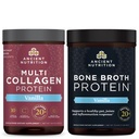 Nutritie antica Multi Colagen Pulbere Proteina, Vanilie, 24 Serviri + Broth Proteine Pulbere, Vanilie, 20 Serviri