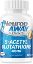 NeuropAWAY Elemente S-Acetil-Glutatione 400 mg capsule rezistente la acid 60ct (60 400 mg capsule per flacon) A 3-a parte testate într-o unitate GMPc