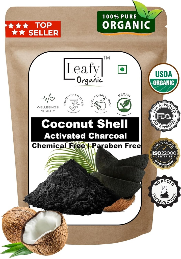 Pudră de nucă de cocos activată - 1 lb / 16 Oz - Albeşte dinţii, Întinereşte pielea şi părul, susţine o mai bună digestia