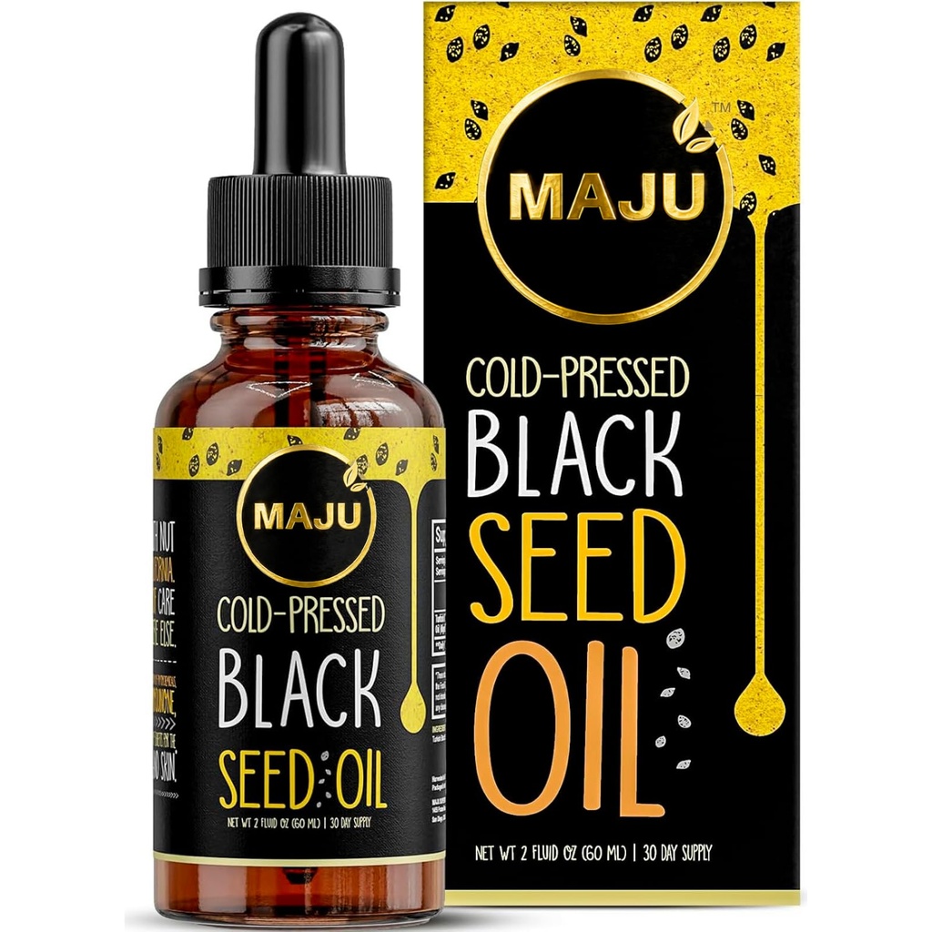 Maju Superfoods Black Seed Oil - 3 Times TQ, Cold-Pressed, Mărime călătorie, 100% turcesc negru chimen ulei de semințe, lichid pur Blackseed, sticla de sticlă, 2 Oz