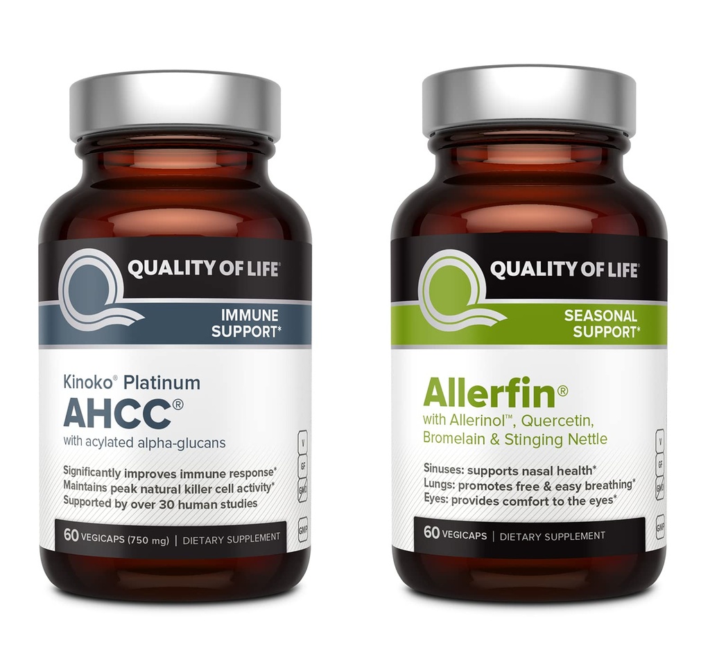 Calitatea vieții Imun sănătate Bundle - Featuring Kinoko Platinum AHCC 750mg și Allerfin
