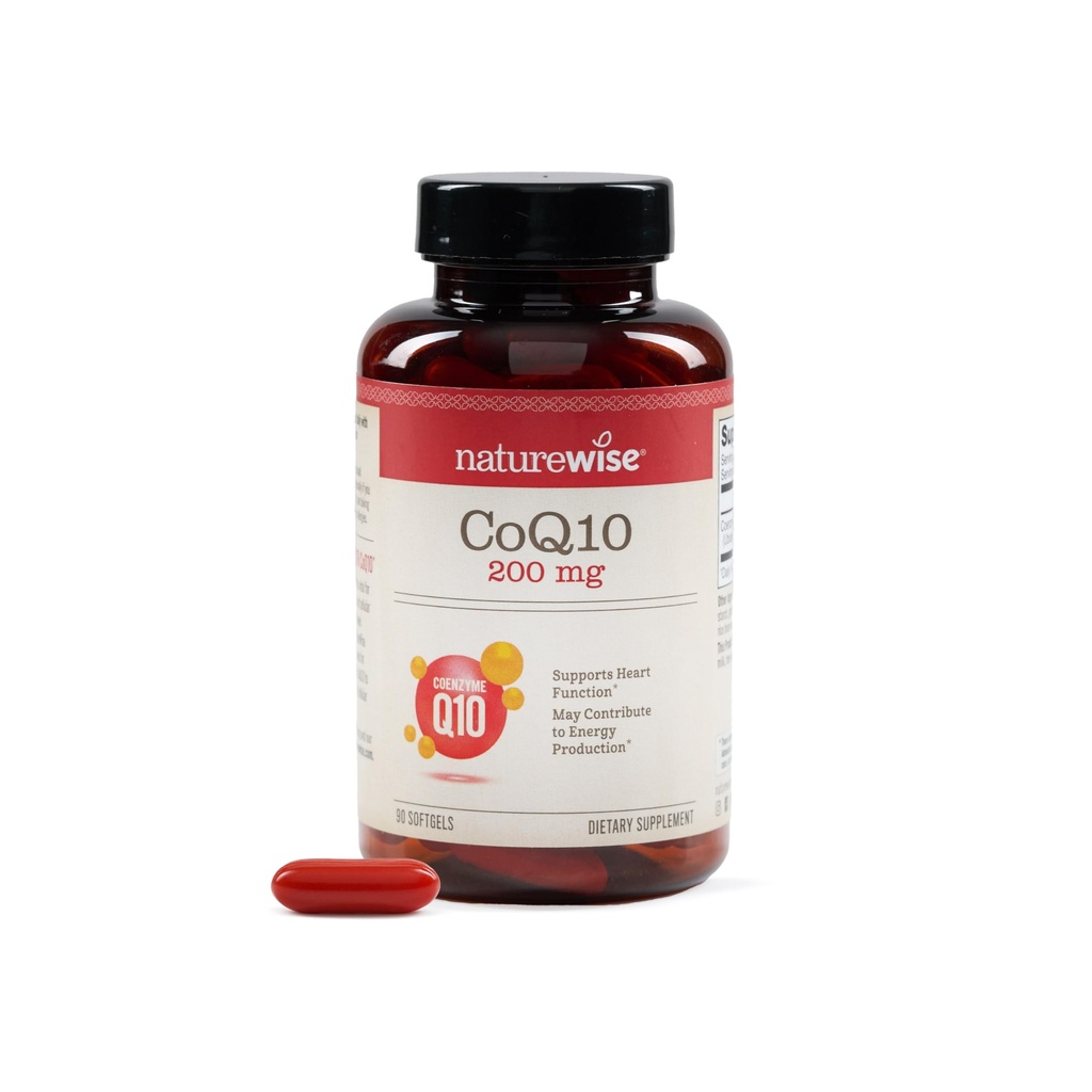 NatureWise CoQ10 200mg Softgels, Ubichinonă de mare potențial - Coenzima Q10 Supliment - Antioxidant pentru sănătatea inimii + Energie - Vegan, non-GMO, Gluten-Free - 90 Conte[3-Month Supply]