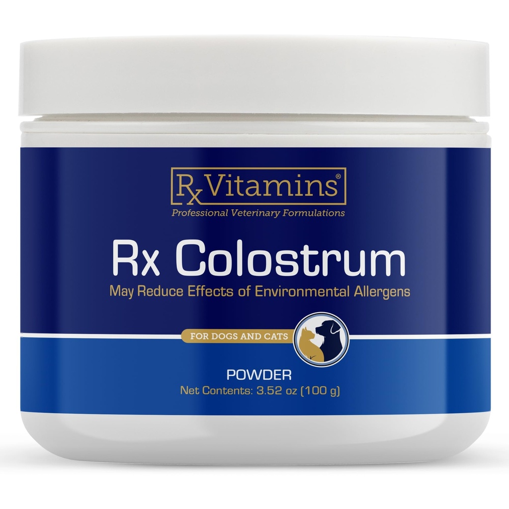Rx Vitamine Colostrum pentru câini și pisici - Întreaga pudră de colostrum bovin - Cat & Dog Supliment Suportul imun ideal, Promovează Digestive Health & Allergie suport - 3,52 oz (100g)