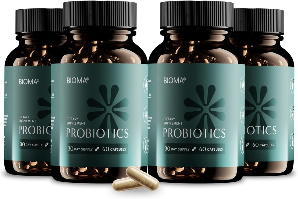 BIOMA Probiotice pentru managementul greutatii si sanatate digestiva, 3 din 1 Probiotice si Prebiotice/Postbiotice, Capsule Probiotice Slow Release Synbiotice pentru Enzyme Multi Sanatate Gut (240 Capace)
