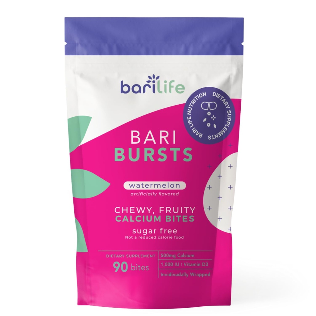 Citrat de calciu Chews Bariatric Calciu cu 1000 UI vitamina D3 - Ideal pentru Pacienţii BariBurst de Bari Life (Watermelon)