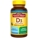 Natural Made Vitamina D3 5000 UI (125 mcg) Softgels, Extra Force Vitamina D Supliment pentru Bone şi Imun Health Support, 360 Conte, 360 zile de aprovizionare