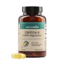 NatureWise Ultra Omega 3 Ulei de pește 2200 mg - Trigliceride Formular - Aromă de lămâie - Ulei de pește sălbatic capturat + EPA & DHA - Sprijină Brain & Heart Health - Burpless, Non-GMO - 60 Softgels