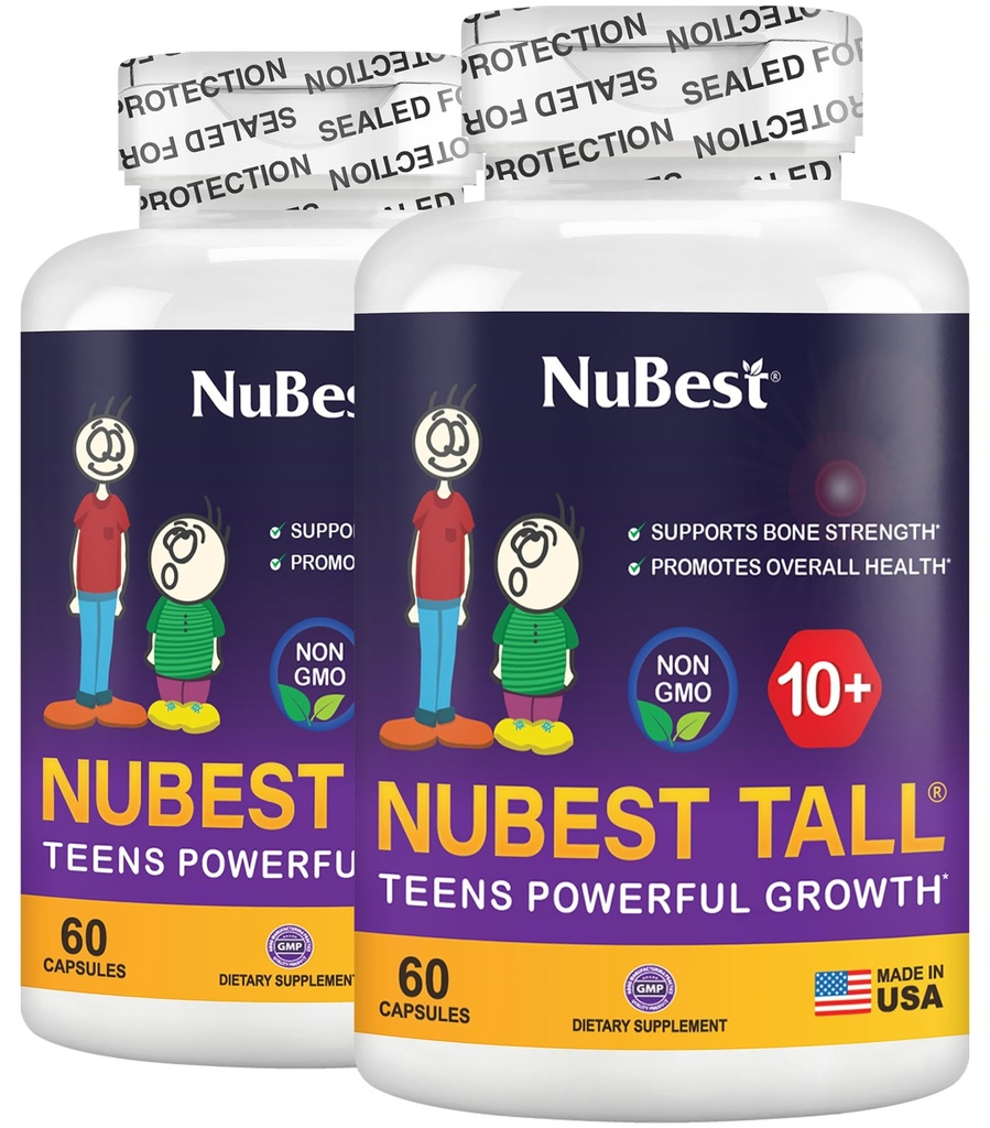 NuBest Tall 10+ - Advanced Bone Form Formula - Sprijină Imunitate, Dezvoltare sănătoasă și Wellness Optimală - pentru copii (10+) și adolescenți care beau lapte zilnic - Pack 2 
