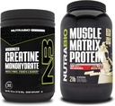 NutraBio Creatina Monohidrat, Nearomatizat, (300 g) și Muşchi Matrix Pulbere Proteină, (Vanilla) Supliment Bundle 