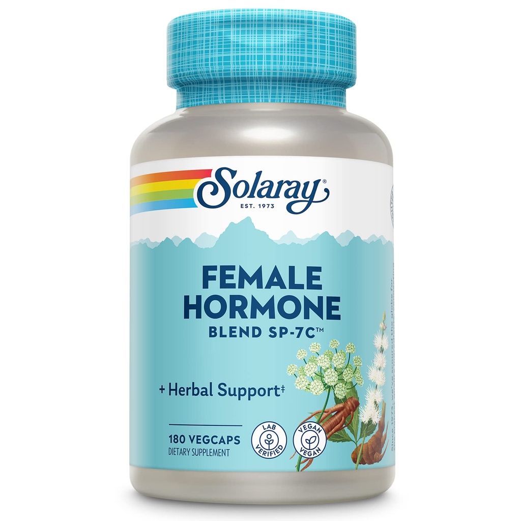SOLARAY Femeie Hormon Blend SP-7C, Herbal Blend Include negru Cohosh, Dong Quai, Pasiune Flori, Saw Palmetto, Wild Yam & More 180 VegCaps
