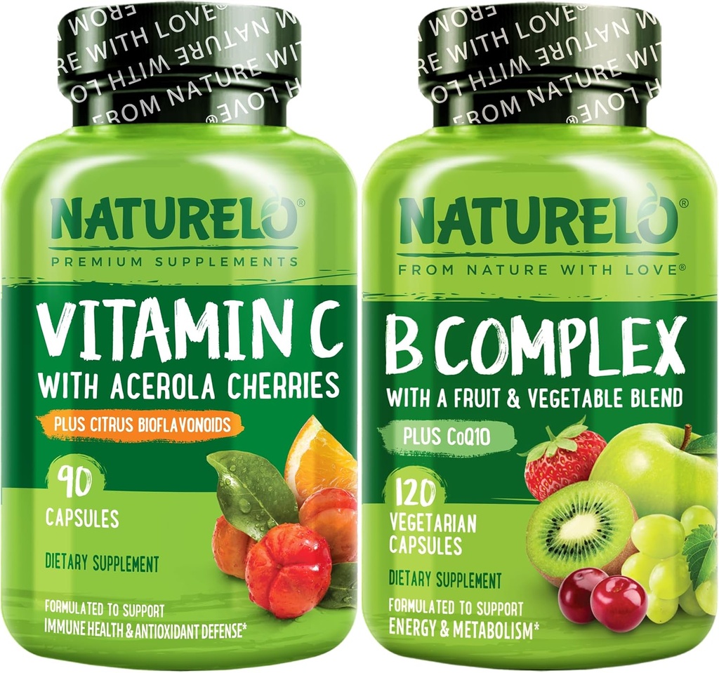 NaturaLO Vitamina C Capsule, 90 Conte Vitamina B Complex 120 Conte