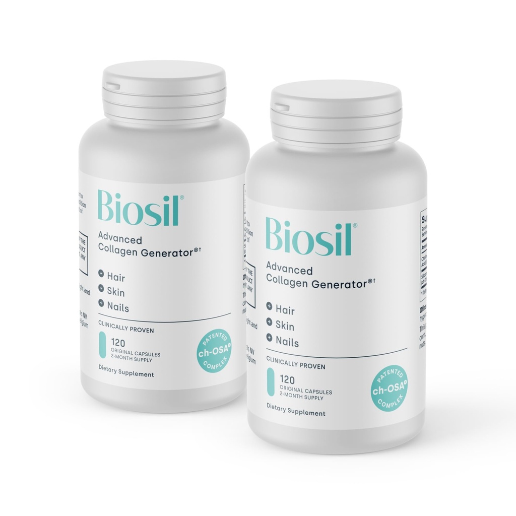 Biosil Colagen Booster Supliment - 120 capsule originale, pachet de 2 - brevetat ch-OSA Activator pentru piele, păr, unghii și articulații - Sprijină producția naturală - 120 de zile de aprovizionare