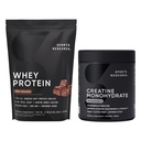 Sports Research® Creatine Monohidrat (10.58 oz) și proteine olandeze de ciocolată Whey (2 lbs), The Dynamic Duo for Lean Muscle Building, Performanță îmbunătățită și de recuperare de rezistență și antrenament