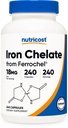 Nutricost Chelated Iron (de la Ferrochel) 18mg, 240 capsule - Gluten gratuit, fără OMG supliment Chelate de fier