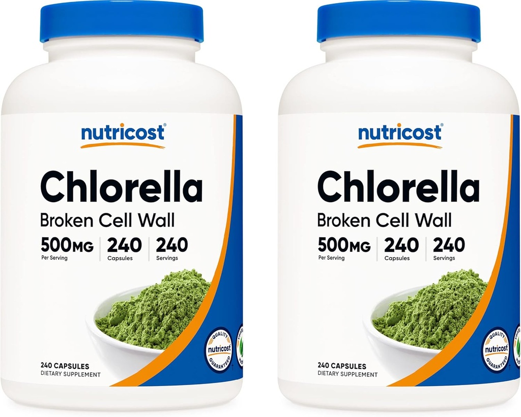 Nutricost Chlorella capsule (2 flacoane) 500 mg, 240 capsule per flacon