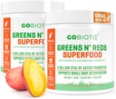 GOBIOTIX Super Greens și Reds pulbere - Superfood roșu și verde - Supliment probiotic - Enzime digestive și rădăcină de sfeclă - Alimente organice întregi Supliment alimentar (Mango, 2 Pack)