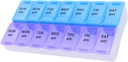 7 zi Weekly AM PM Organizator de pastile, ShysTech mari pastile cutie de pastile pentru pastile suplimente de vitamine (Purple/Blue)