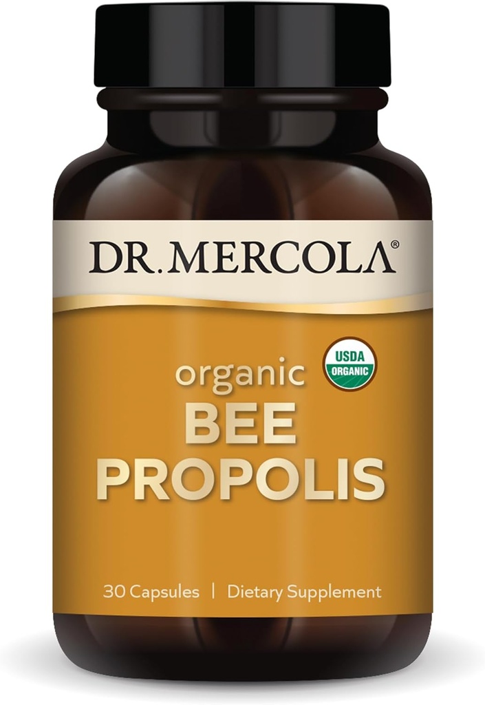 Dr. Mercola Organic Bee Propolis, 30 Servings (30 capsule), Supliment alimentar, Sprijină Sănătate respiratorie, Non-GMO, Certificat USDA Organic