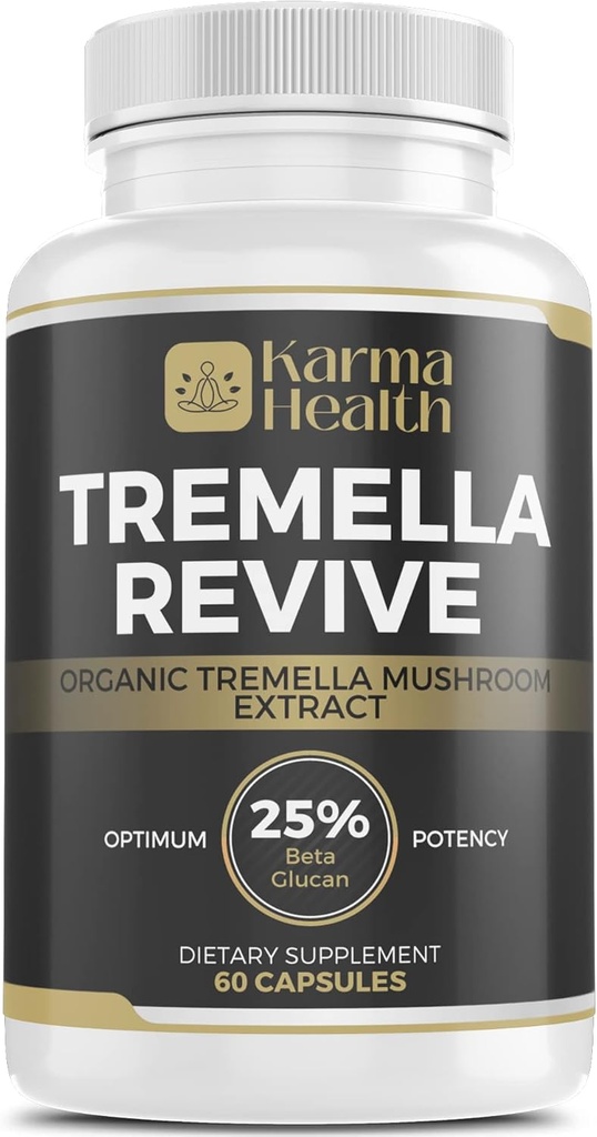 Capsule cu pulbere Tremella Mushroom - Albă ca Zăpada Impresionată Suplimentul cu pulbere de ciuperci - 25% Beta Glucan conținut, Vegan & OMG gratuit.