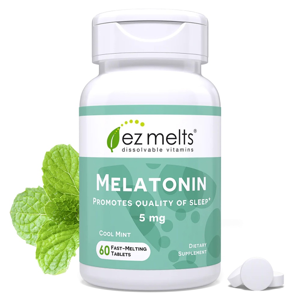 Melatoane EZ Dissolvabile Melatonina, 5 mg, Sugar-Free, 2-Lonth Supply Supply, Cool Mint-Flavored - 1 ambalaj